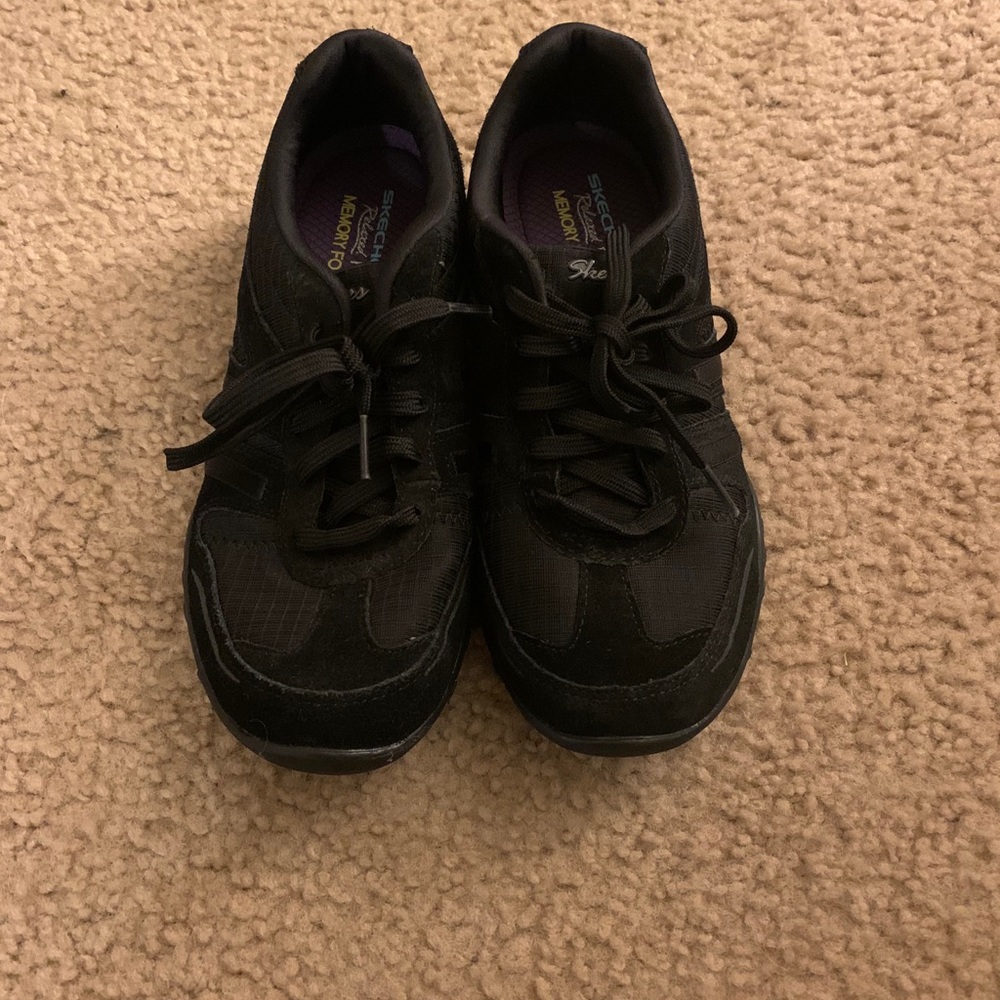Black Sketcher Relax Fit Memory Foam Shoes